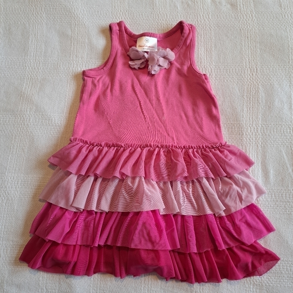 Hanna Andersson girls size 90 or 3T tank dress with soft tulle, has defect